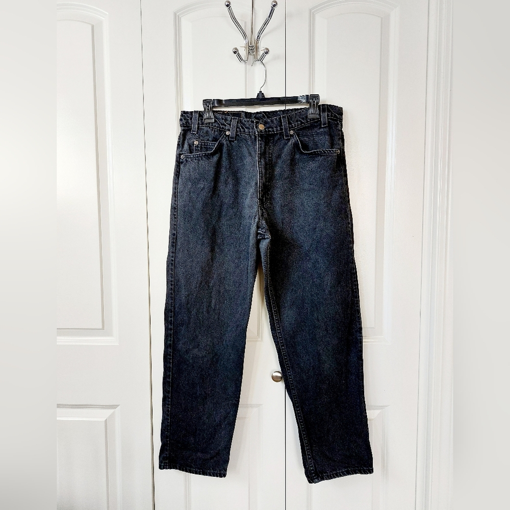 Black Denim Levi 553 Relaxed Fit Straight Leg‎ 34/29 Jeans Vintage 90s - Picture 2 of 9